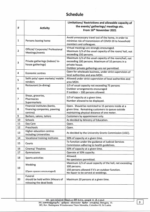 Public and work related activities effective from 16 Nov to 30 Nov 2021 Page 3