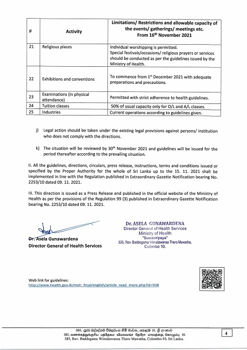 Public and work related activities effective from 16 Nov to 30 Nov 2021 Page 4