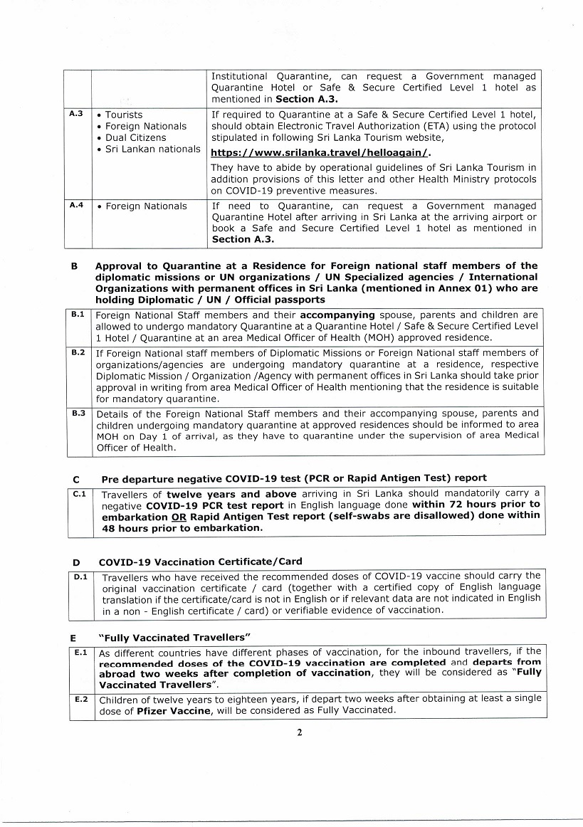 Quarantine measures for travellers arriving from overseas during the pandemic of COVID 19 Page 02